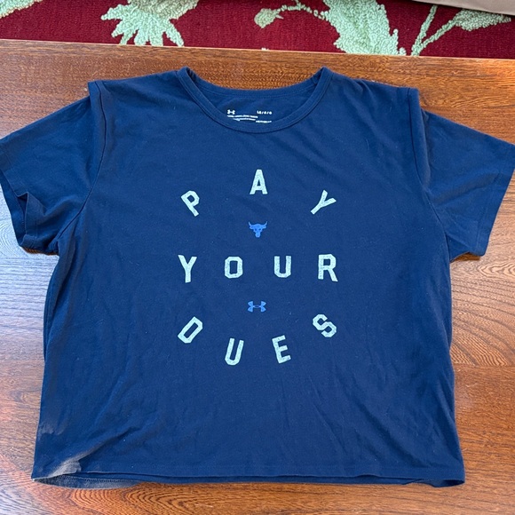 Under Armour Women’s Project Rock Navy T-Shirt Large - Picture 4 of 9